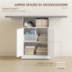 Mobile da Stiro con Asse da Stiro Pieghevole e Armadietto, 131x37x88.5 cm, Bianco