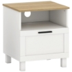 Comodino Moderno con Cassetto e Ripiano in Legno, 45x38x50 cm, Bianco e color Legno