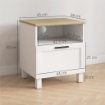 Comodino Moderno con Cassetto e Ripiano in Legno, 45x38x50 cm, Bianco e color Legno