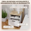 Comodino Moderno con Cassetto e Ripiano in Legno, 45x38x50 cm, Bianco e color Legno