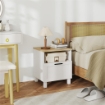 Comodino Moderno con Cassetto e Ripiano in Legno, 45x38x50 cm, Bianco e color Legno