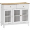 Credenza Cucina Mobile Buffet Ante in Vetro 100x35x80.3cm Bianco e Rovere