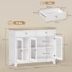 Credenza Cucina Mobile Buffet Ante in Vetro 100x35x80.3cm Bianco e Rovere