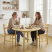Set di 2 Sedie da Pranzo in Bamb¨ con Schienale Curvo e Seduta a Doghe, Colore Legno Naturale