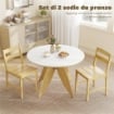 Set di 2 Sedie da Pranzo in Bamb¨ con Schienale Curvo e Seduta a Doghe, Colore Legno Naturale