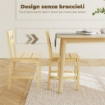 Set di 2 Sedie da Pranzo in Bamb¨ con Schienale Curvo e Seduta a Doghe, Colore Legno Naturale
