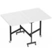 Tavolo Pieghevole per 4-6 Persone con 2 Ribalte e Ruote con Freno, 120x80x73 cm, Bianco Legno