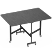 Tavolo Pieghevole per 4-6 Persone con 2 Ribalte e Ruote con Freno, 120x80x73 cm, Nero Effetto Legno
