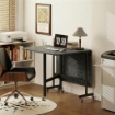 Tavolo Pieghevole per 4-6 Persone con 2 Ribalte e Ruote con Freno, 120x80x73 cm, Nero Effetto Legno