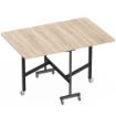 Tavolo Pieghevole per 4-6 Persone con 2 Ribalte e Ruote con Freno, 120x80x73 cm, Rovere