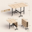 Tavolo Pieghevole per 4-6 Persone con 2 Ribalte e Ruote con Freno, 120x80x73 cm, Rovere