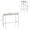 SET TAVOLO ALTO E 2 SGABELLI DA BAR CON POGGIAPIEDI STILE INDUSTRIALE, BIANCO E ROVERE