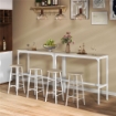 SET TAVOLO ALTO E 2 SGABELLI DA BAR CON POGGIAPIEDI STILE INDUSTRIALE, BIANCO E ROVERE