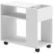 Tavolino da Salotto con Ruote, Vani Aperti, Ripiano e Scomparto, 70x36x60 cm, Bianco