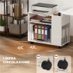 Tavolino da Salotto con Ruote, Vani Aperti, Ripiano e Scomparto, 70x36x60 cm, Bianco