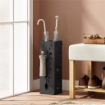 Portaombrelli Moderno con Raccogligocce e Ganci in Metallo, 15.5x15.5x49 cm, Nero