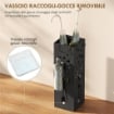 Portaombrelli Moderno con Raccogligocce e Ganci in Metallo, 15.5x15.5x49 cm, Nero