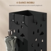 Portaombrelli Moderno con Raccogligocce e Ganci in Metallo, 15.5x15.5x49 cm, Nero