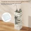 PORTAOMBRELLI AUTOPORTANTE QUADRATO IN METALLO CON 4 GANCI, BEIGE
