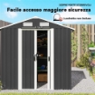 Capanno da Giardino in Acciaio con 2 Porte Scorrevoli, Nero, 2,6 m¦