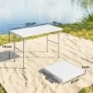 Tavolo da Campeggio Pieghevole a 2 Altezze con Maniglia, in HDPE, 120x60x74 cm, Bianco