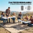 Tavolo da Campeggio Pieghevole a 2 Altezze con Maniglia, in HDPE, 120x60x74 cm, Bianco