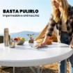 TAVOLO DA CAMPEGGIO PIEGHEVOLE ROTONDO IN METALLO E HDPE, 120X120X74 CM, BIANCO