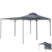 GAZEBO DA GIARDINO CON TETTO ESTENSIBILE E FORI DI DRENAGGIO, IN METALLO E POLIESTERE, 3.2X3.2 M, GRIGIO SCURO