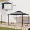 GAZEBO DA GIARDINO CON TETTO ESTENSIBILE E FORI DI DRENAGGIO, IN METALLO E POLIESTERE, 3.2X3.2 M, GRIGIO SCURO