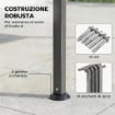 GAZEBO DA GIARDINO CON TETTO ESTENSIBILE E FORI DI DRENAGGIO, IN METALLO E POLIESTERE, 3.2X3.2 M, GRIGIO SCURO