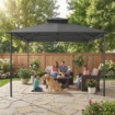 GAZEBO DA GIARDINO GAZEBO DA ESTERNO DOPPIO TETTO 3X3 M GRIGIO SCURO