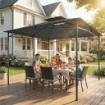 GAZEBO DA GIARDINO GAZEBO DA ESTERNO DOPPIO TETTO 3X3 M GRIGIO SCURO