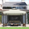Copertura per Gazebo da Giardino 3x3m UPF30+ a 2 Livelli in Poliestere Grigio Chiaro