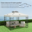 Copertura per Gazebo da Giardino 3x3m UPF30+ a 2 Livelli in Poliestere Grigio Chiaro