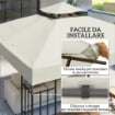 Copertura per Gazebo da Giardino 3x3m UPF30+ a 2 Livelli in Poliestere Grigio Chiaro