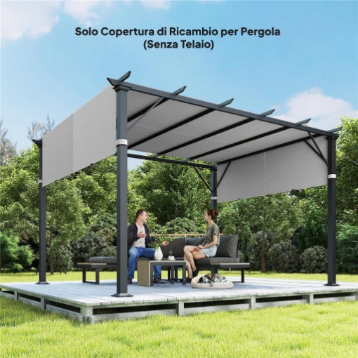 COPERTURA PER PERGOLA TELO PER GAZEBO UV30+, 3X3M, GRIGIO CHIARO