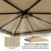 Tetto di Ricambio per Gazebo 3x3m a 2 Livelli e Resistente ai Raggi UV, Beige