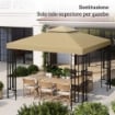 Tetto di Ricambio per Gazebo 3x3m a 2 Livelli e Resistente ai Raggi UV, Beige