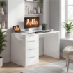 SCRIVANIA SALVASPAZIO TAVOLO COMPUTER 4 CASSETTI 110X61.5X75 CM BIANCO