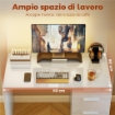 SCRIVANIA SALVASPAZIO TAVOLO COMPUTER 4 CASSETTI 110X61.5X75 CM BIANCO