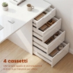 SCRIVANIA SALVASPAZIO TAVOLO COMPUTER 4 CASSETTI 110X61.5X75 CM BIANCO