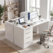 SCRIVANIA SALVASPAZIO TAVOLO COMPUTER 4 CASSETTI 110X61.5X75 CM BIANCO