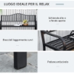 Panchina da Giardino 2-3 Posti con Tavolino Sollevabile in Metallo, 150x58.5x90cm, Nero