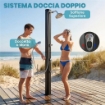 Doccia Solare 35L, Protezione Antigelo, 2 Soffioni, Rubinetto per Piedi