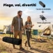 Tavolo da Campeggio Pieghevole con Struttura in Metallo, Rete Portaoggetti e Borsa, 93x55x68 cm, Nero