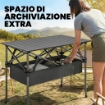 Tavolo da Campeggio Pieghevole con Struttura in Metallo, Rete Portaoggetti e Borsa, 93x55x68 cm, Nero