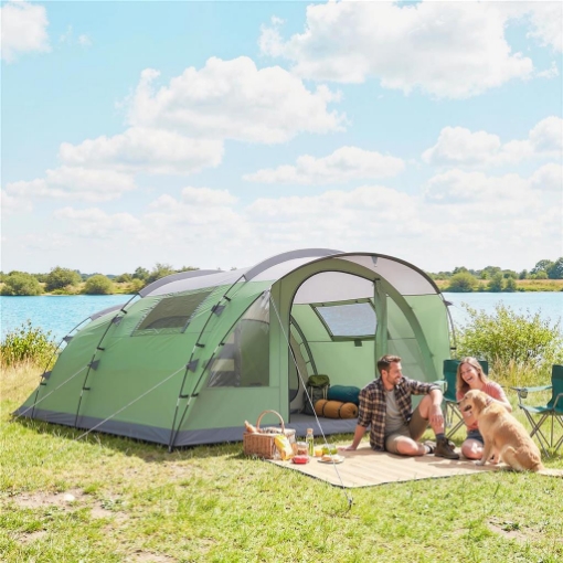 GRANDE TENDA MULTI-STANZA PER 2-4 PERSONE, CON FINESTRE E VERANDA, VERDE