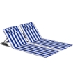 SET 2 MATERASSINI MARE CON SCHIENALE REGOLABILE SU 4 LIVELLI, IN ACCIAIO E POLIESTERE, 154X57X52 CM, BLU BIANCO