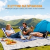 SET 2 MATERASSINI MARE CON SCHIENALE REGOLABILE SU 4 LIVELLI, IN ACCIAIO E POLIESTERE, 154X57X52 CM, BLU BIANCO