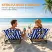 SET 2 MATERASSINI MARE CON SCHIENALE REGOLABILE SU 4 LIVELLI, IN ACCIAIO E POLIESTERE, 154X57X52 CM, BLU BIANCO